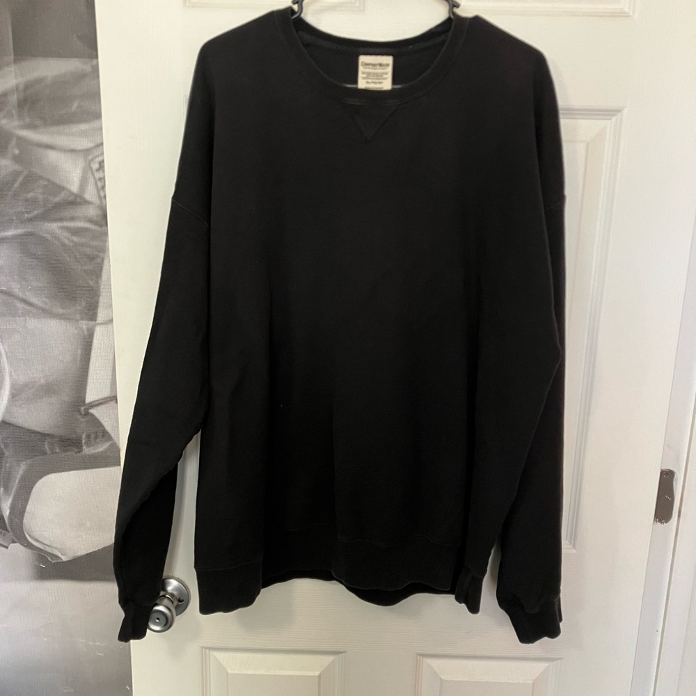 COMFORT WASH by Hanes Crew Sweatshirt Black Mens XL Sweater Fleece